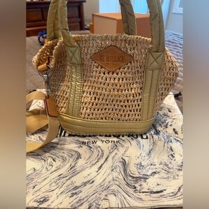 MZ Wallace Mini Raffia gold sparkle Woven Tote